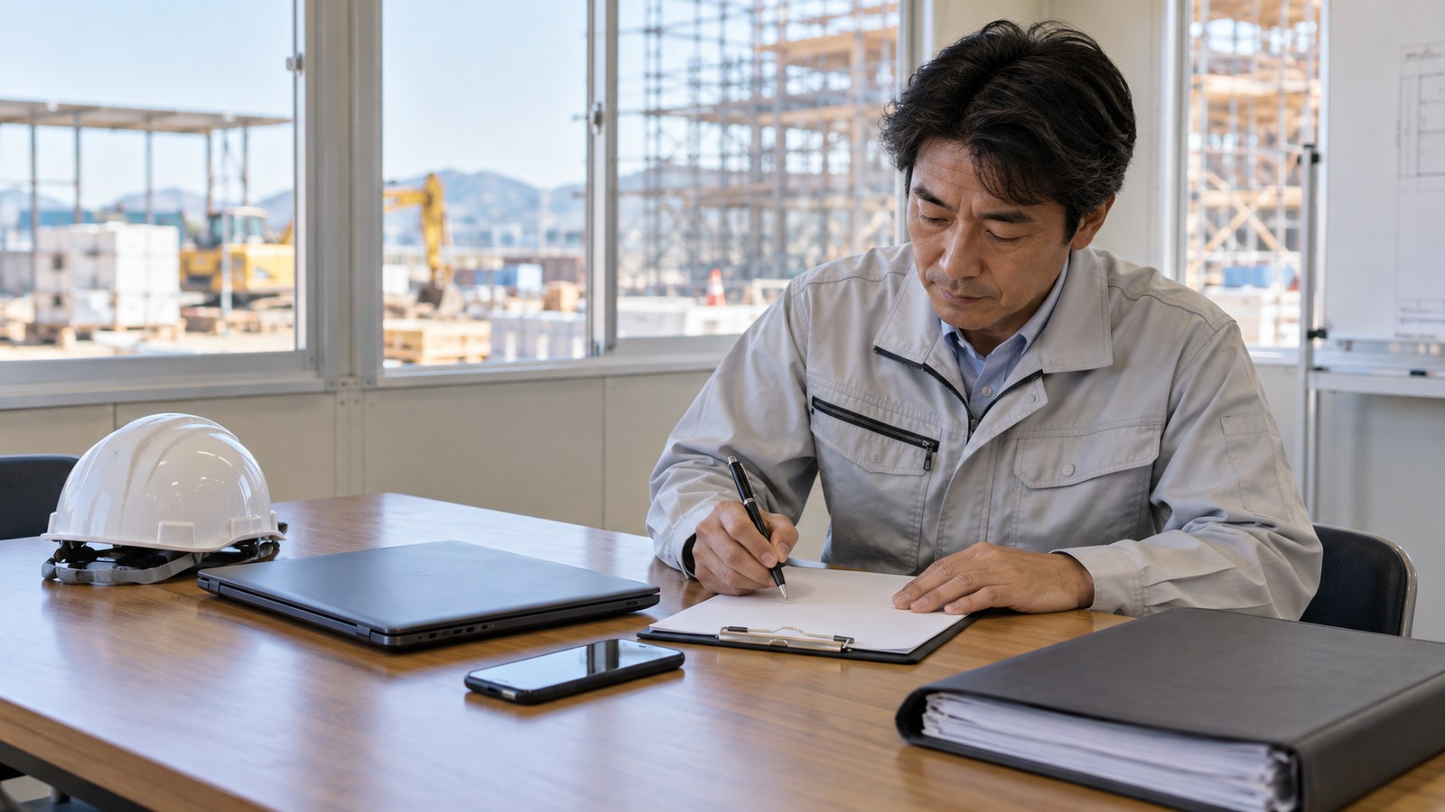 建設業のBCPで用いる紙の代替記録を確認するイメージ
