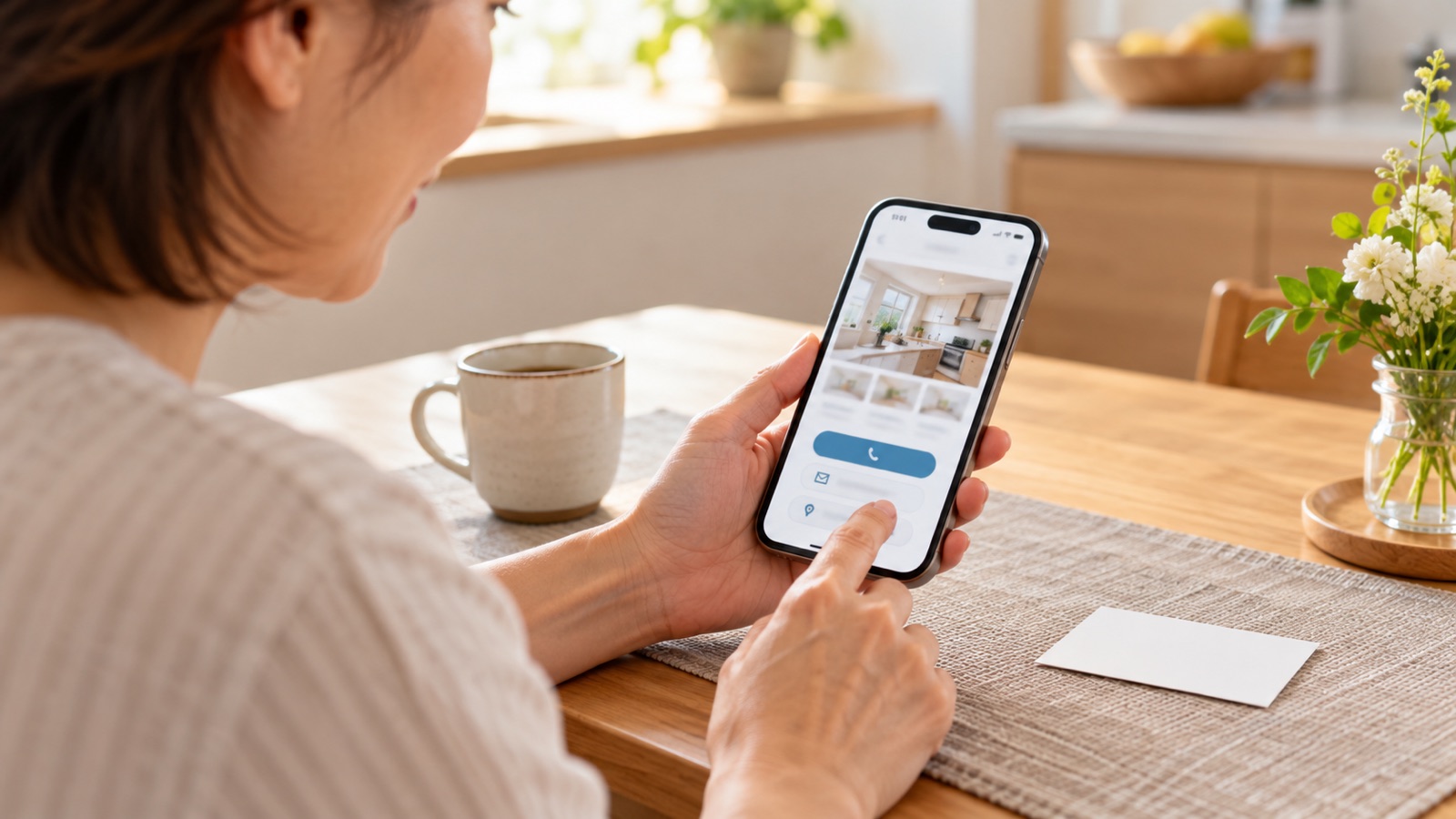 リフォーム会社の相談窓口をスマートフォンで確認するイメージ